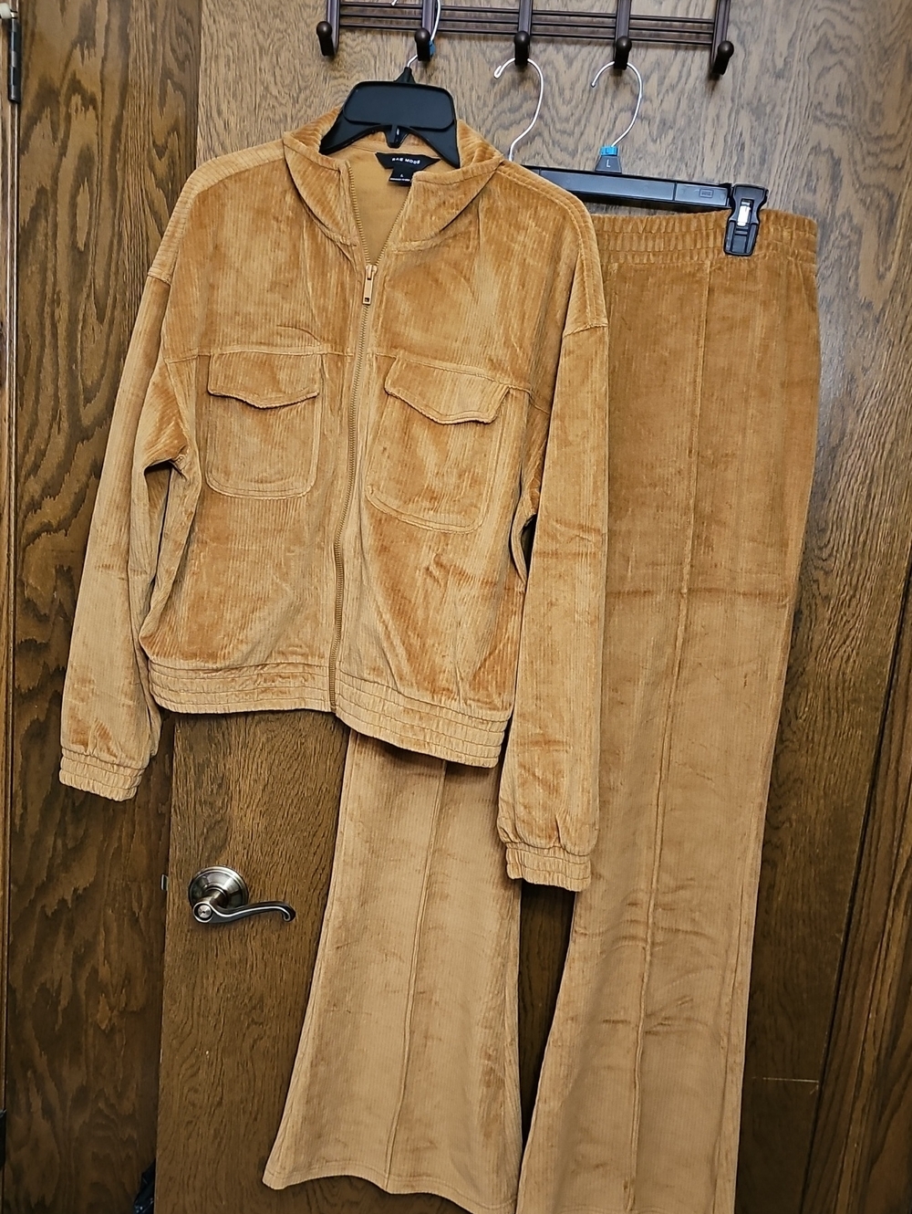 Corduroy Utility Zip Jacket and Matching Pants in Warm Camel